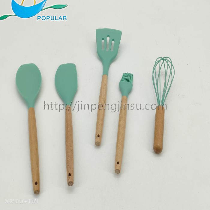 set of 5 wood handle silicone kitchen utensils set of 5 wood handle silicone kitchen utensils